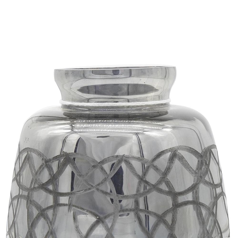 9" Dark Gray Geometric Etched Glass Table Vase