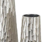 Set of Two Silver Cast Aluminum Textured Table Vases