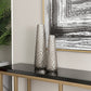 Set of Two Silver Cast Aluminum Textured Table Vases