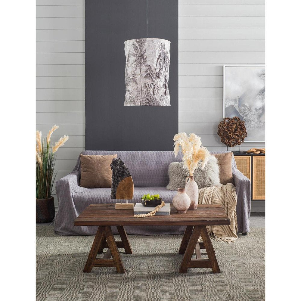 8" Ivory And Brown Round Ceramic Table Vase