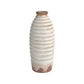 11" Ivory And Brown Round Ceramic Table Vase
