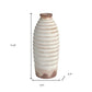 11" Ivory And Brown Round Ceramic Table Vase