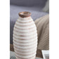 11" Ivory And Brown Round Ceramic Table Vase