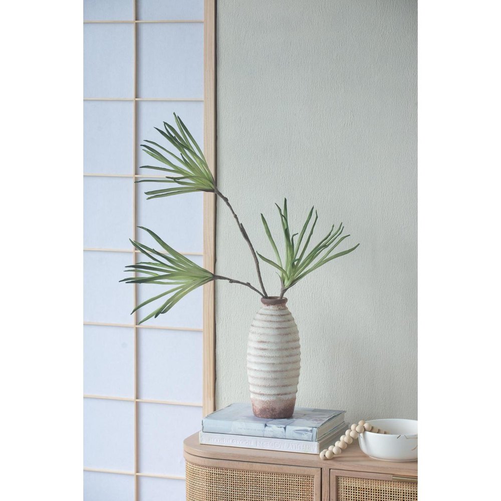 11" Ivory And Brown Round Ceramic Table Vase