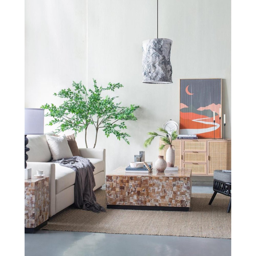 12" Ivory and Brown Ceramic Round Jug Vase