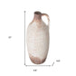 12" Ivory and Brown Ceramic Round Jug Vase