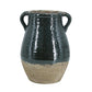 13" Forest Green And Sand Color Block Terracotta Round Jug Vase