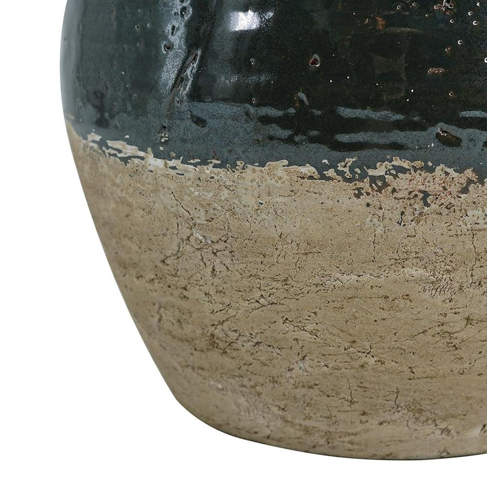 13" Dark Green Terracotta Round Jug Vase