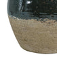 13" Forest Green And Sand Color Block Terracotta Round Jug Vase