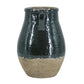 13" Forest Green And Sand Color Block Terracotta Round Jug Vase