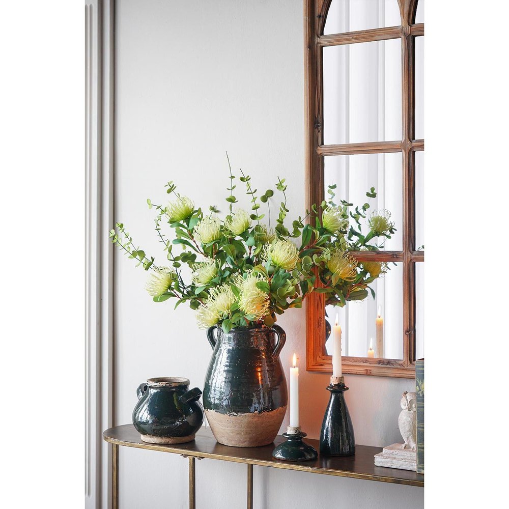 13" Dark Green Terracotta Round Jug Vase