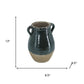 13" Forest Green And Sand Color Block Terracotta Round Jug Vase