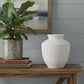16" White Terracotta Round Jug Vase