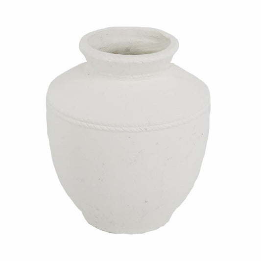 16" White Terracotta Round Jug Vase
