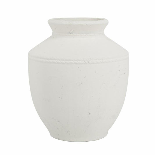16" White Terracotta Round Jug Vase