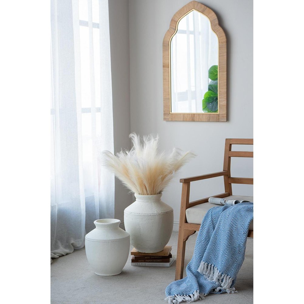 16" White Terracotta Round Jug Vase