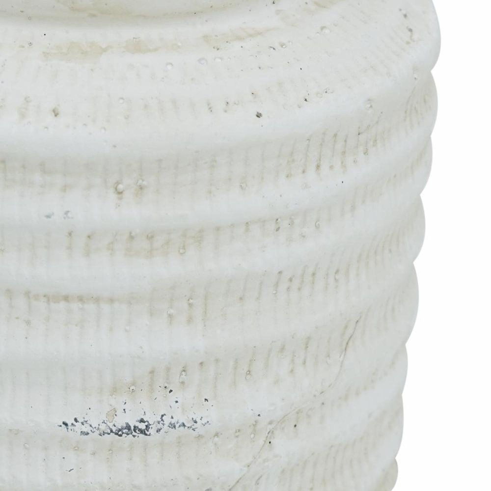 6" White Stoneware Round Jug Vase