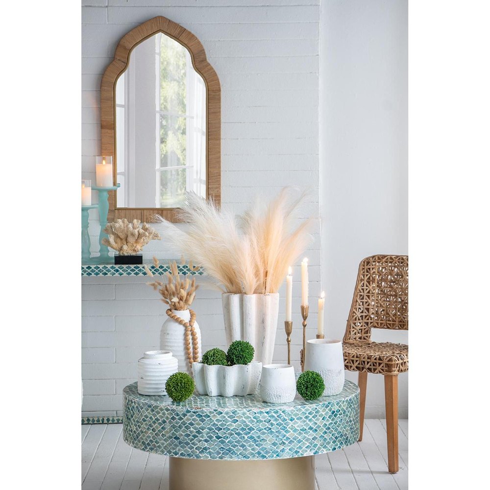 6" White Stoneware Round Jug Vase