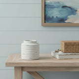 6" White Stoneware Round Jug Vase