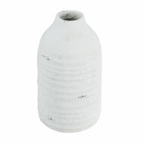 12" White Stoneware Round Jug Vase