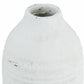 12" White Stoneware Round Jug Vase