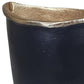 8" Black And Gold Cast Aluminum Oval Table Vase