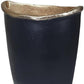 8" Black And Gold Cast Aluminum Oval Table Vase