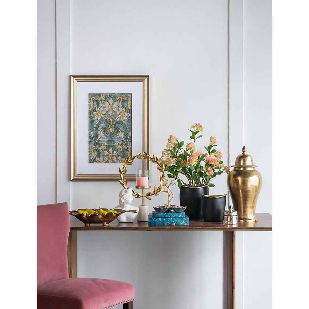 8" Black And Gold Cast Aluminum Oval Table Vase