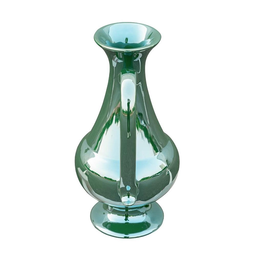 12" Green Ceramic Amphora Table Vase
