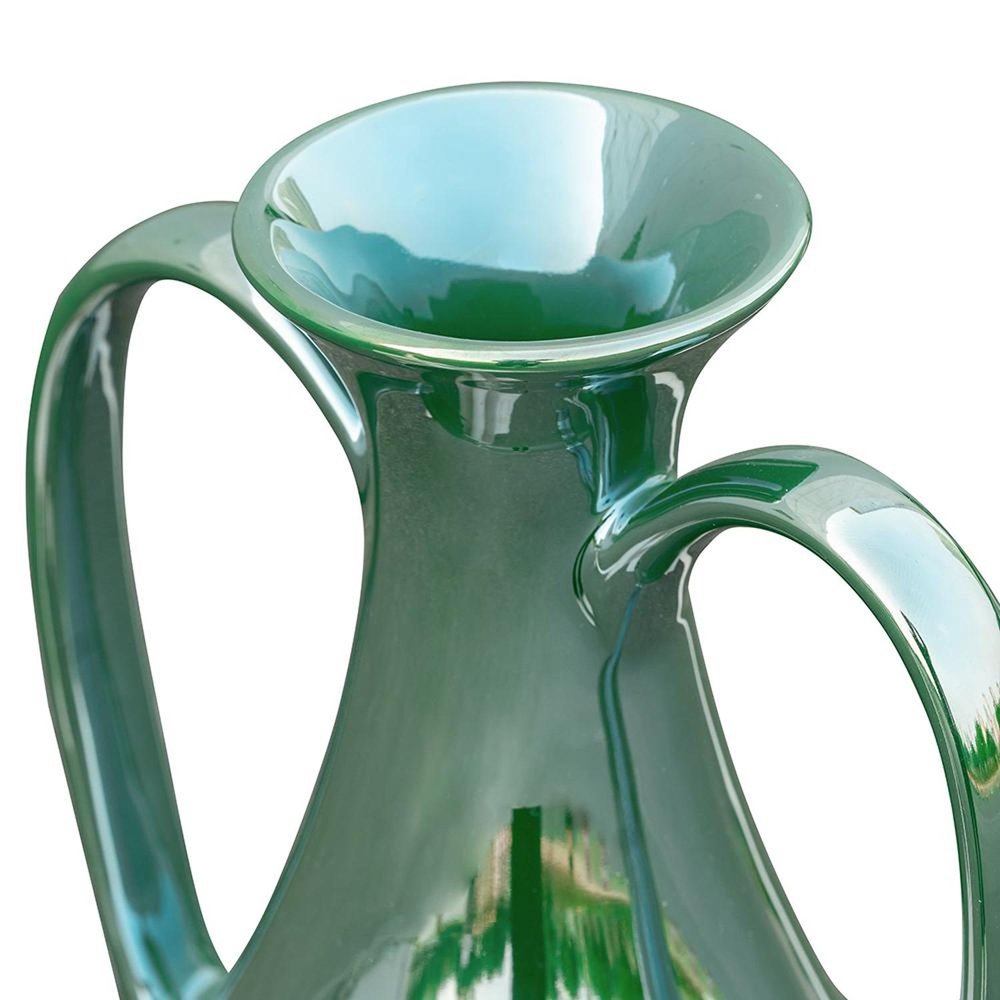 12" Green Ceramic Amphora Table Vase