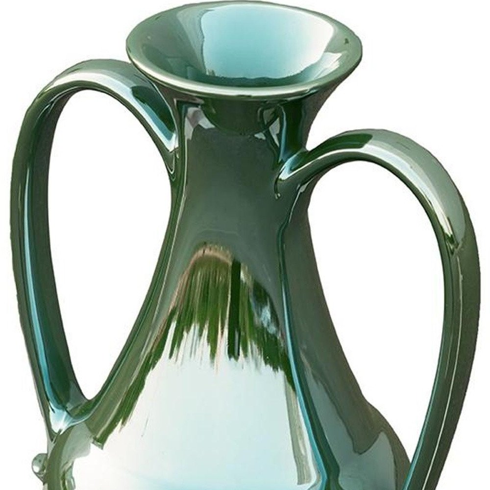 12" Green Ceramic Amphora Table Vase