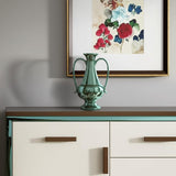 12" Green Ceramic Amphora Table Vase