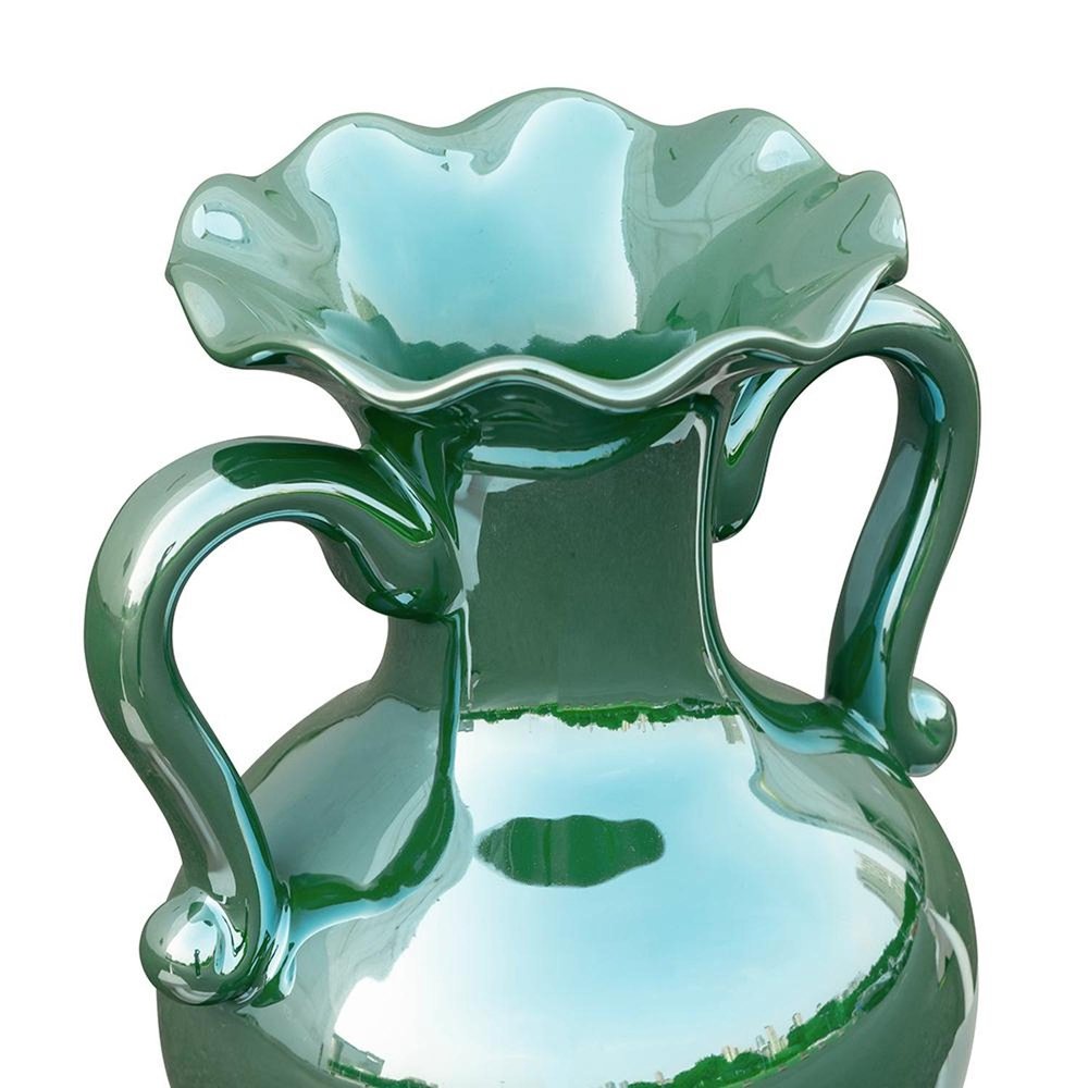9" Hunter Green Amphora Ceramic Table Vase