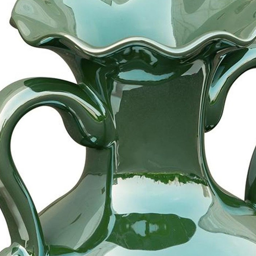 9" Hunter Green Amphora Ceramic Table Vase