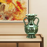 9" Hunter Green Amphora Ceramic Table Vase