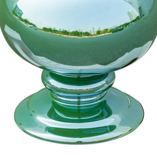 14" Hunter Green Round Ceramic Table Vase