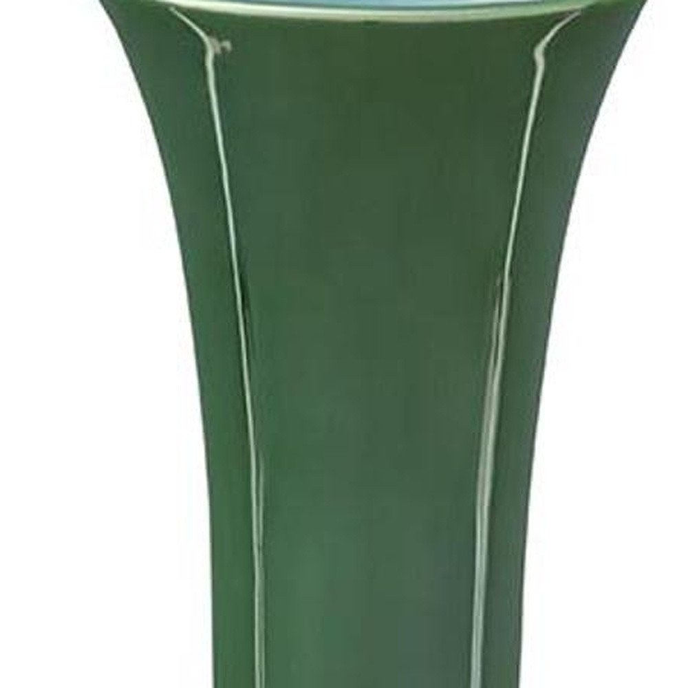 14" Hunter Green Round Ceramic Table Vase