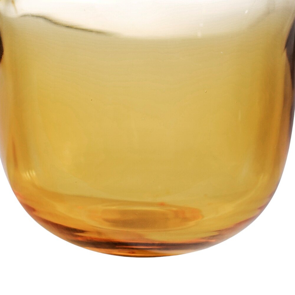 14" Clear And Amber Ombre Glass Round Table Vase