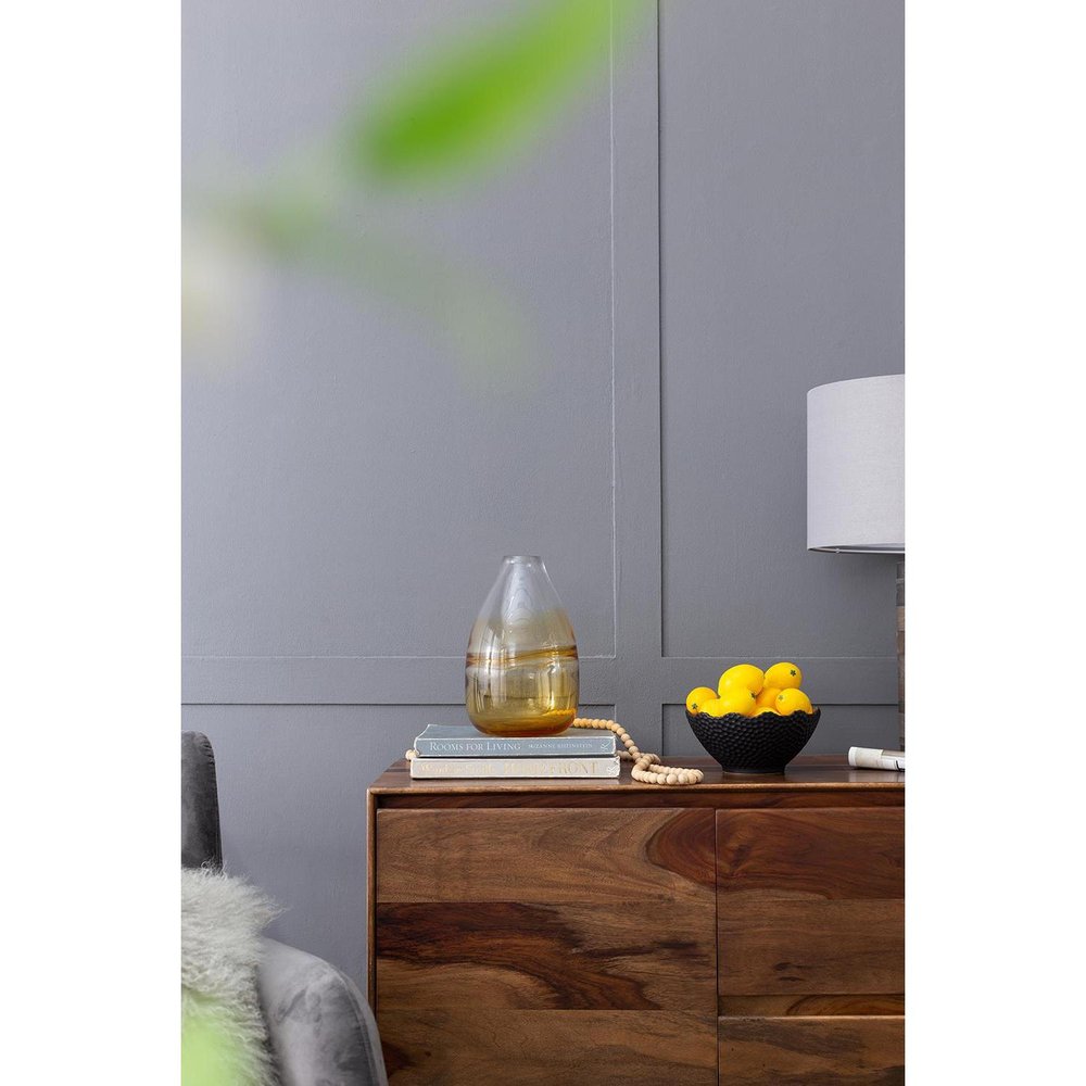 11" Clear And Amber Ombre Glass Round Table Vase