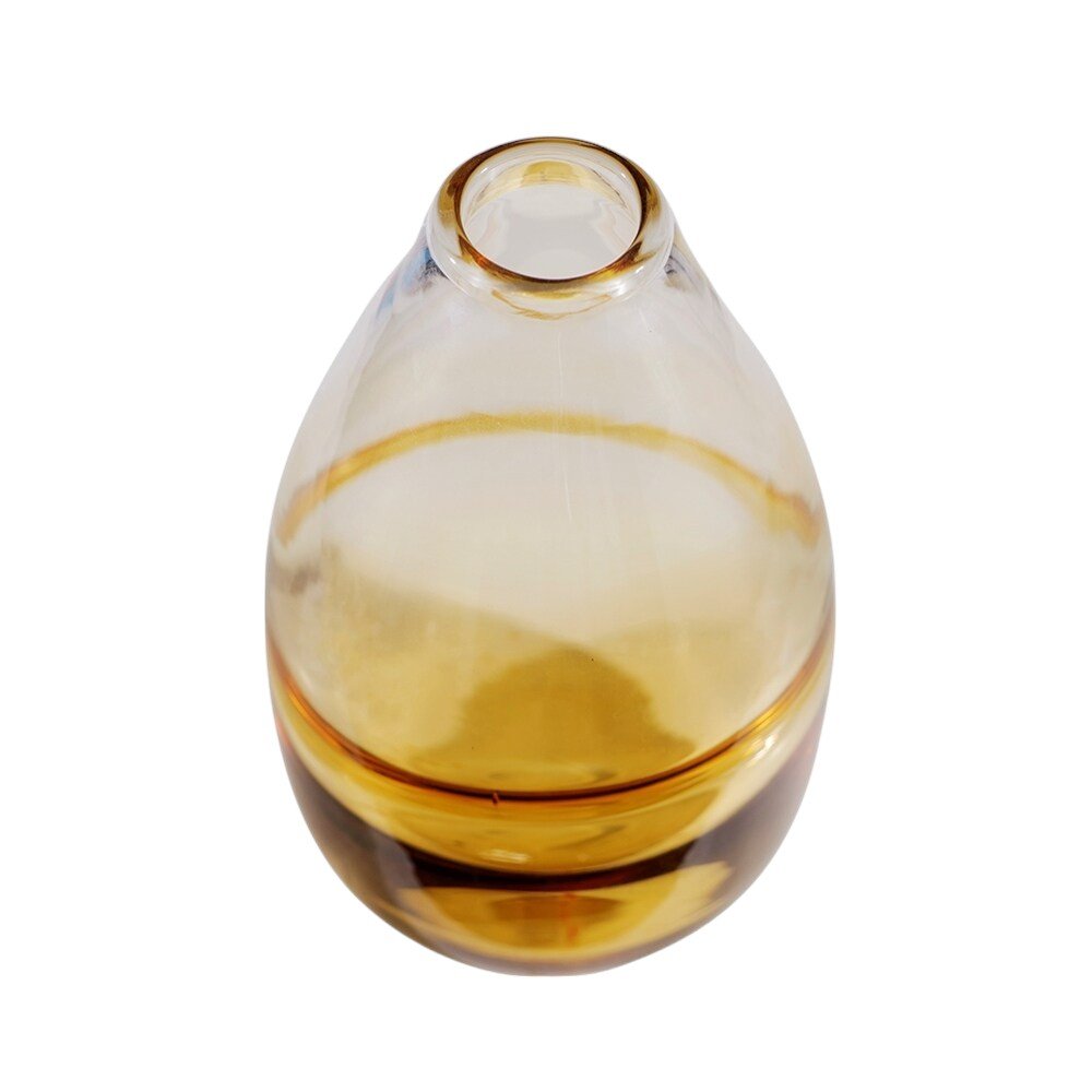 11" Clear And Amber Ombre Glass Round Table Vase