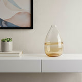 11" Clear And Amber Ombre Glass Round Table Vase