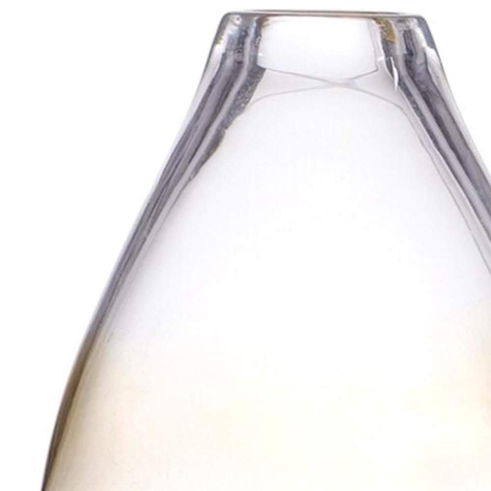 11" Clear And Amber Ombre Glass Round Table Vase