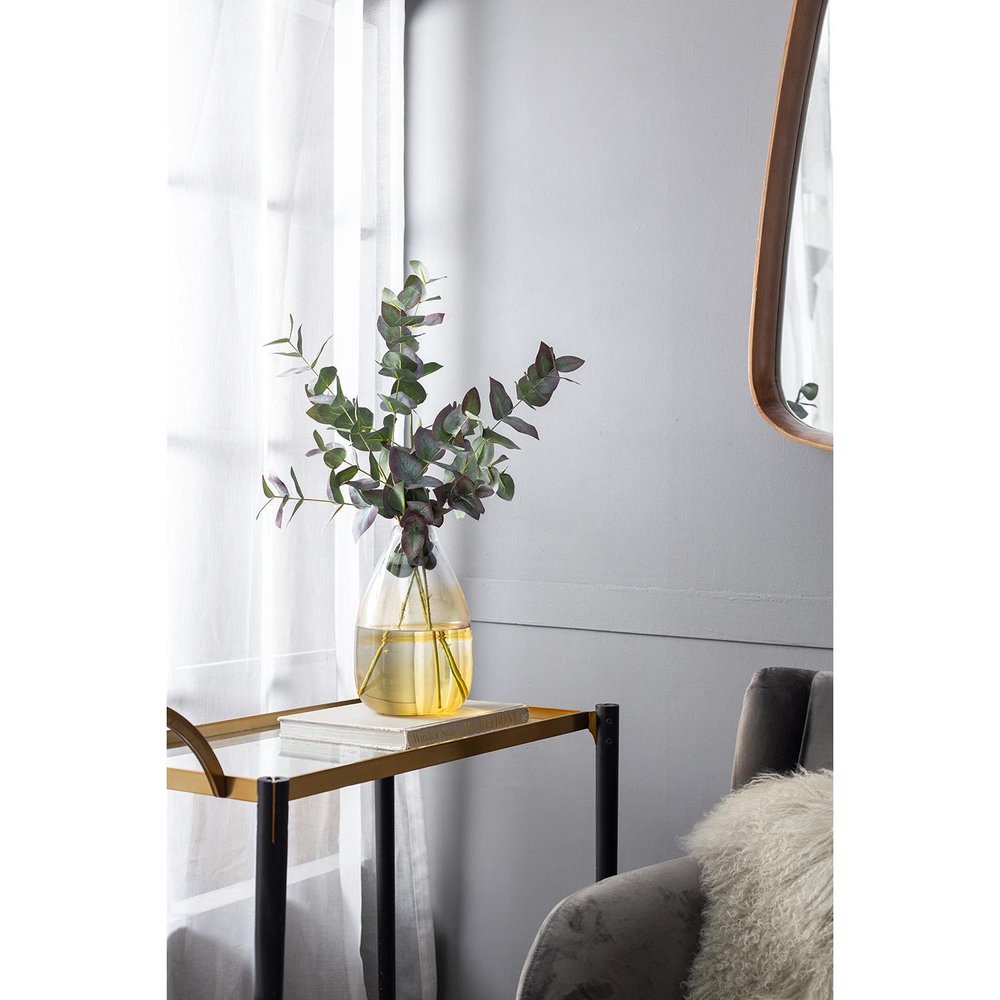 11" Clear And Amber Ombre Glass Round Table Vase