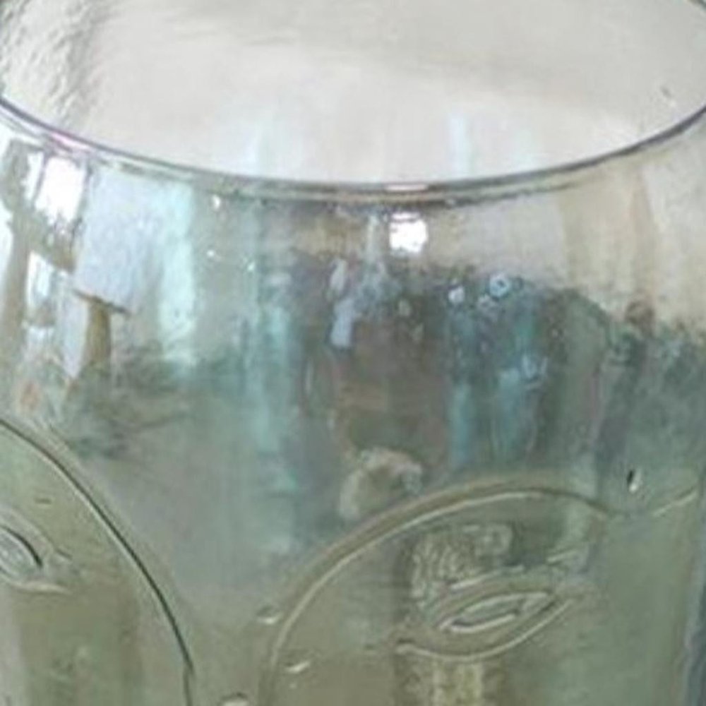 Set of Two Light Green Glass Modern Abstract Faces Table Vases