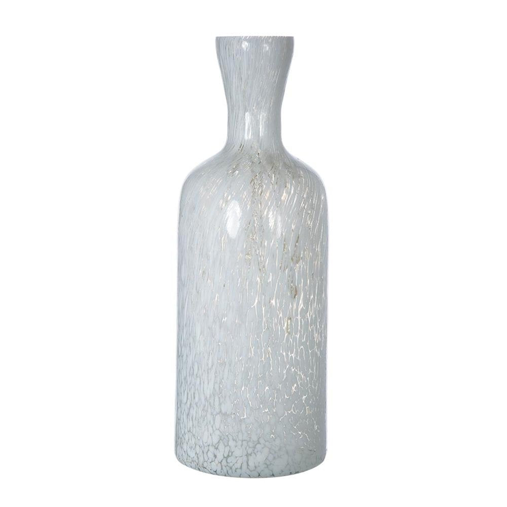12" Opal Swirl Art Glass Cylinder Table Vase