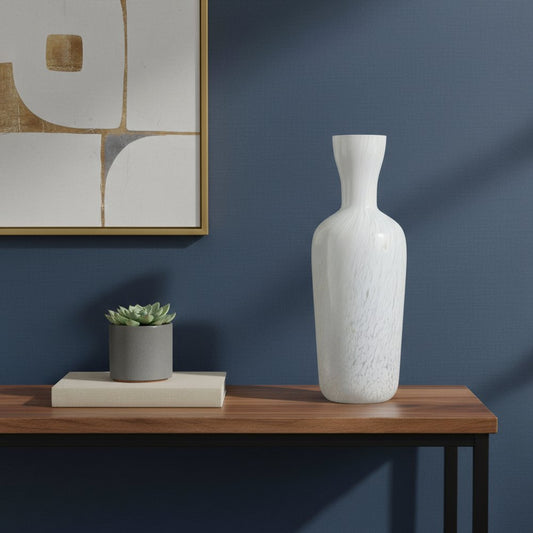 12" Opal Swirl Art Glass Cylinder Table Vase