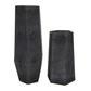 Set of Two Black Hexagonal Glass Table Vases