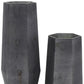 Set of Two Black Hexagonal Glass Table Vases