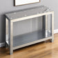 47" Silver Mirrored Glass And Faux Crystals Console Table With Shelf