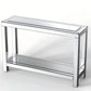 47" Silver Mirrored Glass And Faux Crystals Console Table With Shelf